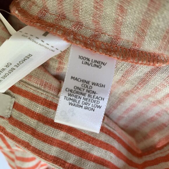 NWT LOFT Skirt Women 4 Pink Orange Linen Stripe Pockets Preppy Twee Career Color - Picture 8 of 8